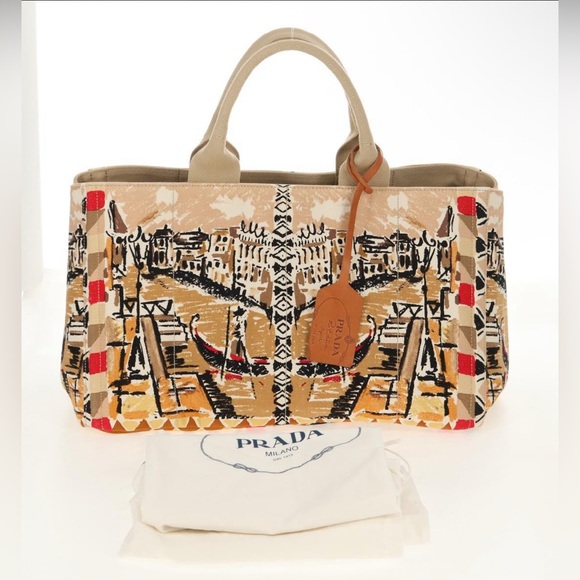 PRADA Canapa GM Hand Bag Canvas Venice Re Edition Japan